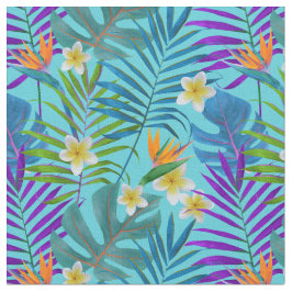 Tela Palm Trees Monstera Aves de Plumeria del Paraíso