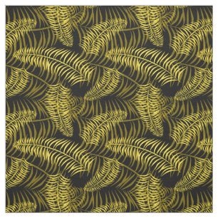 Tela Palm Tropical deja patrón negro y amarillo