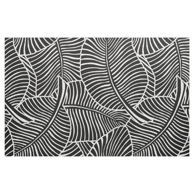 Tela Palm Zebra Hawái Tropical Negro y Blanco ("Cuarto gordo" (fat quarter))