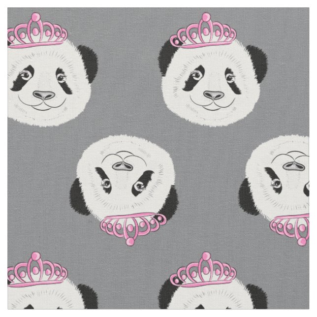 Tela Panda Bears & Tiaras Pattern (De cerca)