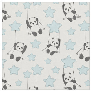 Tela Pandas y Estrellas Adorables