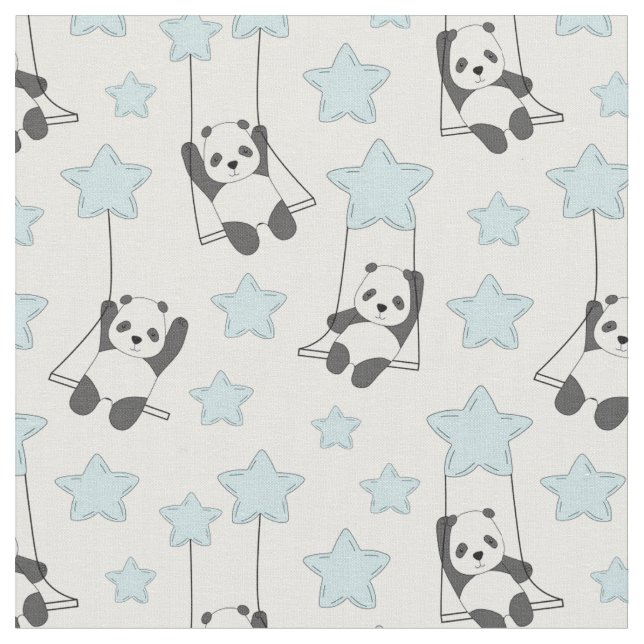 Tela Pandas y estrellas adorables (De cerca)