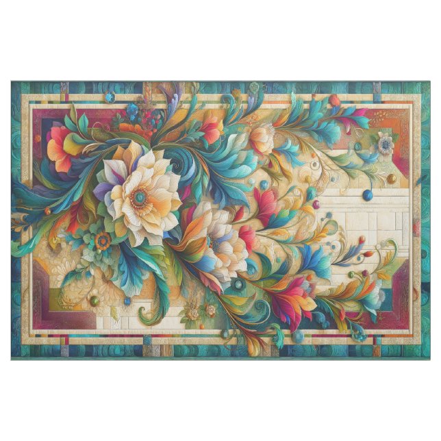 Tela Panel floral Quilt de Arte Moderno ("Cuarto gordo" (fat quarter))