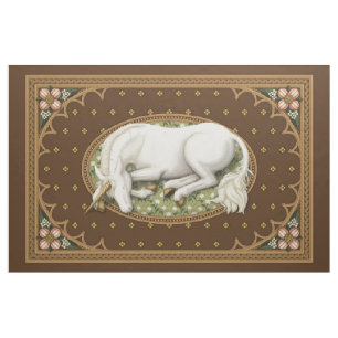 Tela Panel Medieval Marrón de Unicornio Dormido de 1 añ