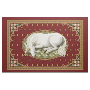 Tela Panel Medieval Rojo de Unicornio Dormido de 1 años