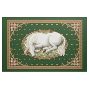 Tela Panel Medieval Verde de Unicornio Dormido de 1 año