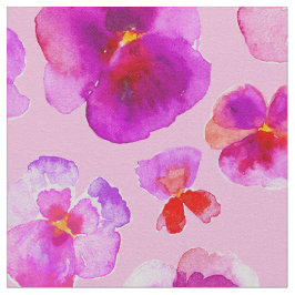 Tela Pansias rosas acuarelas de arte floral