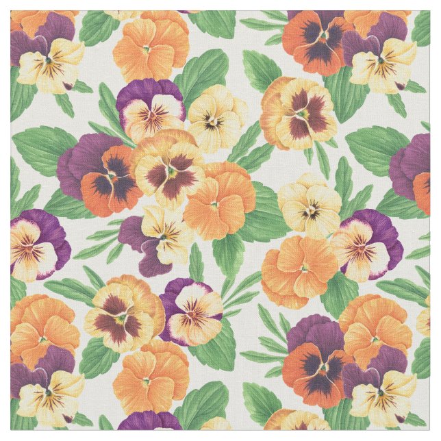 Tela Pansies en blanco roto (De cerca)