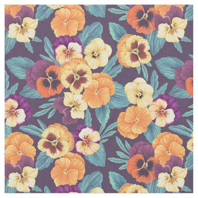 Tela Pansies en violeta de ciruela (De cerca)