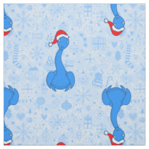 Tela Papá Noel del Monstruo del Lago Ness en Navidad az