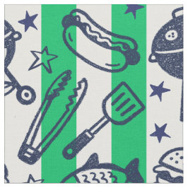 Tela Papa Preparado Parrilla Doodle Raya - Verde & Azul