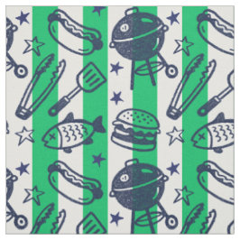 Tela Papa Preparado Parrilla Doodle Raya - Verde & Azul