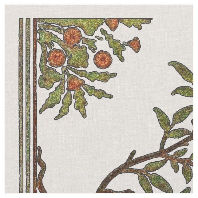 Tela Papel de fondo floral de William Morris Tree Friez (De cerca)