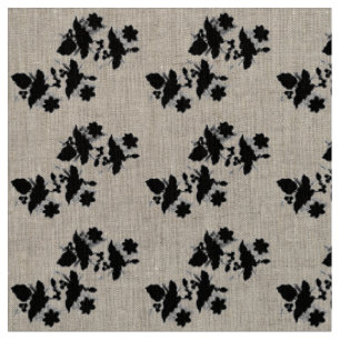 Tela Papel de regalo con fondo floral en blanco y negro