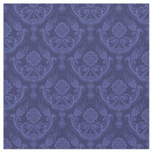 Tela Papel pintado floral azul de lujo del damasco