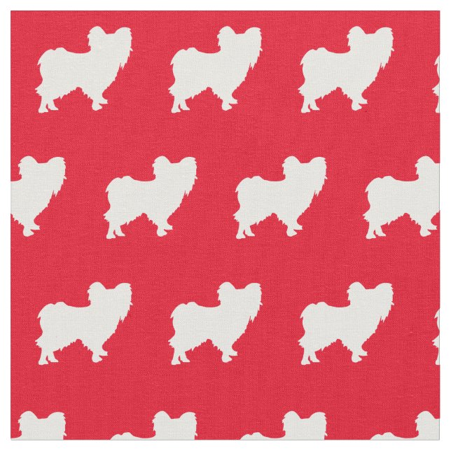 Tela Papillon Dog Silhouette Mascota Red (De cerca)