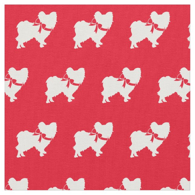 Tela Papillon Dog Silhouette Mascota Red (De cerca)