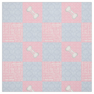 Tela Parche de damasco rosa y azul con nombre