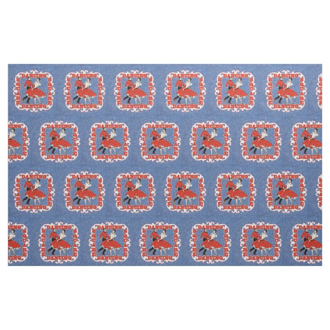 Tela Pareja de danza cuadrada en Faux Denim ("Cuarto gordo" (fat quarter))