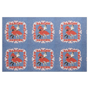 Tela Pareja de danza cuadrada en Faux Denim 9"
