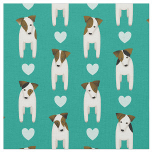 Tela Parson Jack Russell perros con corazones CUALQUIER