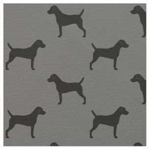 Tela Parson Russell Terrier Silhouettes Gris y Negro