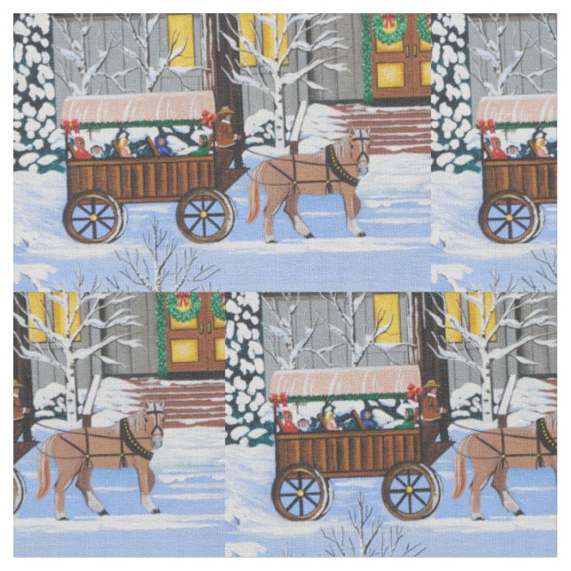 Tela Paseo en Carro de Navidad (De cerca)