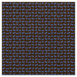 Tela Pasta azul del gato del perro lazos de impresión y