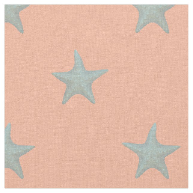 Tela Pastel azul Starfish en el Coral (De cerca)