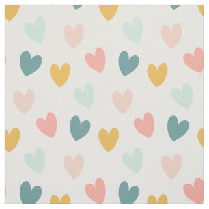 Tela Pastel Boho Hearts-Pinks, Blues, Gold