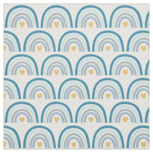 Tela Pastel Boho Rainbows-Blues, Mint y Gold Fabric