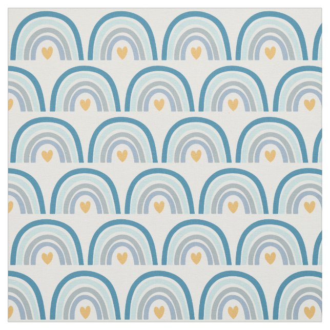 Tela Pastel Boho Rainbows-Blues, Mint y Gold Fabric (Retal)