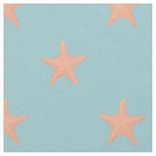 Tela Pastel Coral Starfish en azul