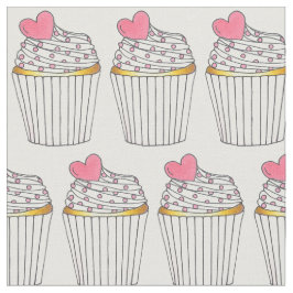 Tela Pastel de Cupcakes de Corazón Rosado Frosting Spri