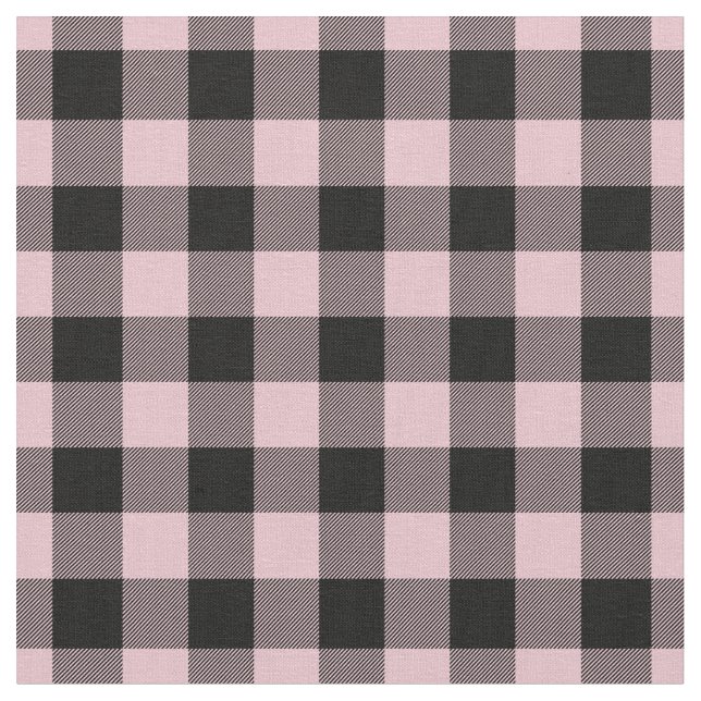 Tela Pastel Pink & Black Plaid Gingham (De cerca)