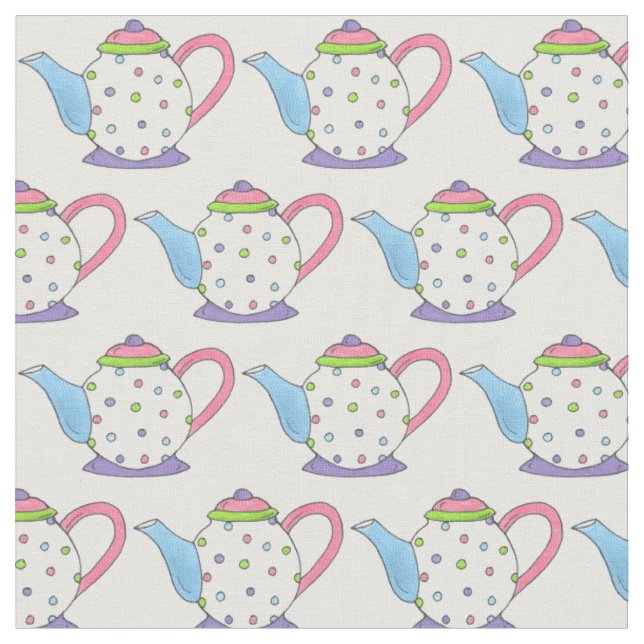 Tela Pastel Polka Dot Fiesta de té cerámico Tetera (De cerca)