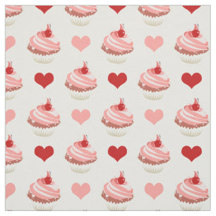 Tela pastelitos de fresa y corazones bonitos