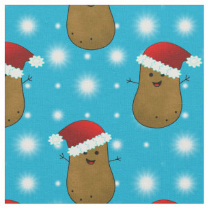 Tela Patatas de Navidad con sombreros de Santa