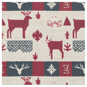 Tela Patchwork de Navidades nórdicos   Renos de punto (