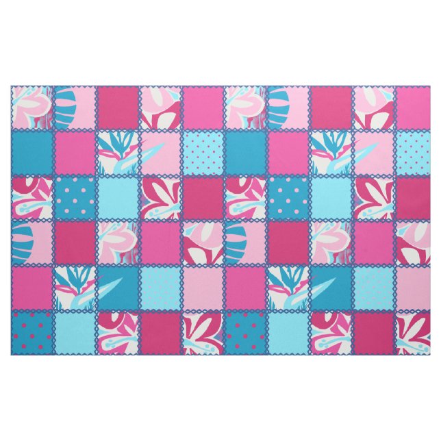 Tela Patchwork floral y de puntos de Pokii Hawaii ("Cuarto gordo" (fat quarter))