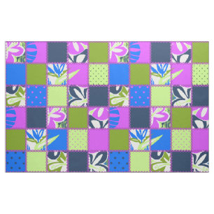 Tela Patchwork floral y de puntos de Pokii Hawaii