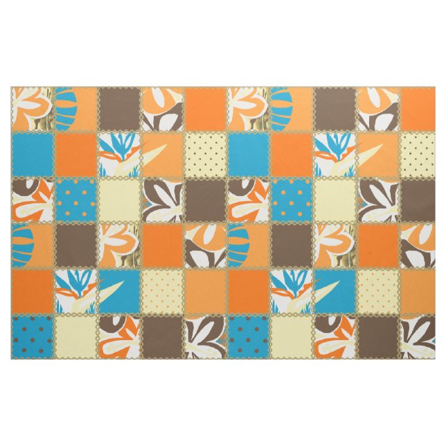 Tela Patchwork floral y de puntos de Pokii Hawaii ("Cuarto gordo" (fat quarter))