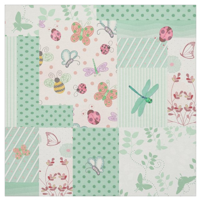 Tela Patchwork Garden Visitantes Green (Retal)