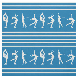 Tela Patinaje artístico rayado azul y blanco