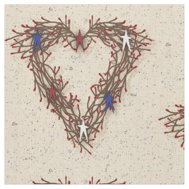 Tela Patriotic Pip Berry Heart Fabric (De cerca)