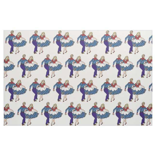 Tela Patriotic Square Dancers USA rojo blanco y azul ("Cuarto gordo" (fat quarter))