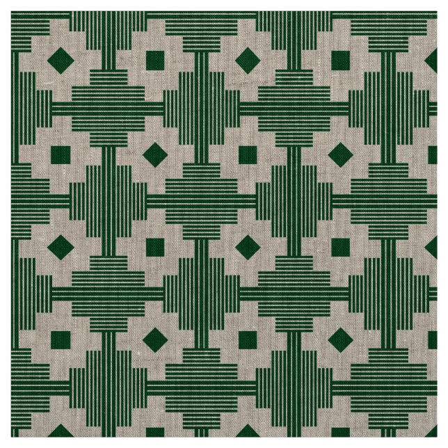 Tela Patrón 061214 - Blanco con verde oscuro 02481c (Retal)