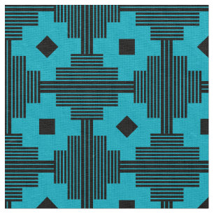 Tela Patrón 061214 - Negro con Aqua Blue 00b2ca