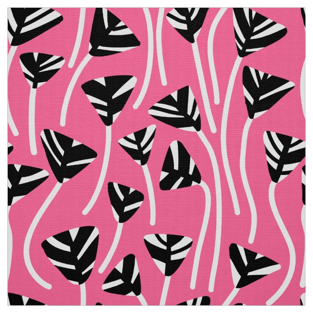 Tela Patrón 210121 - Negro, blanco y rosa profundo (Retal)