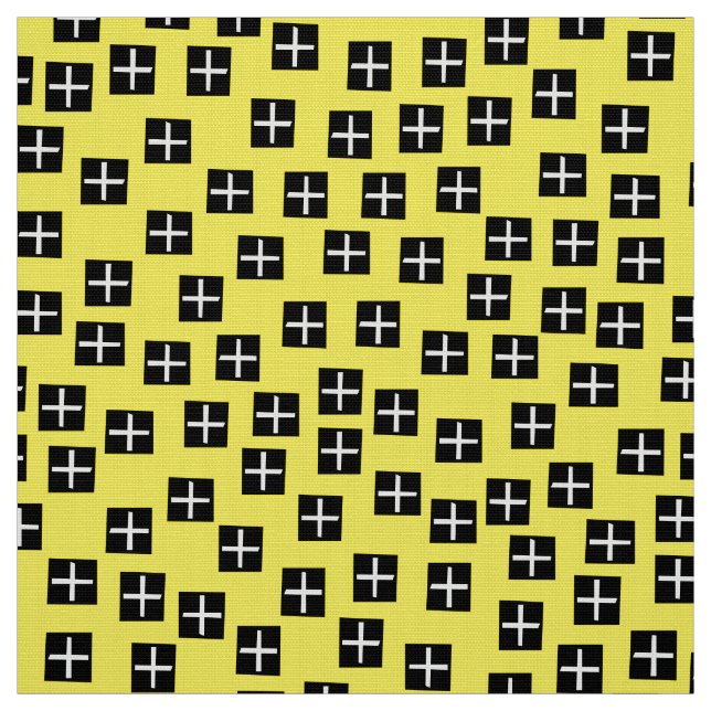 Tela Patrón 270715 - Blanco y negro en amarillo (Retal)